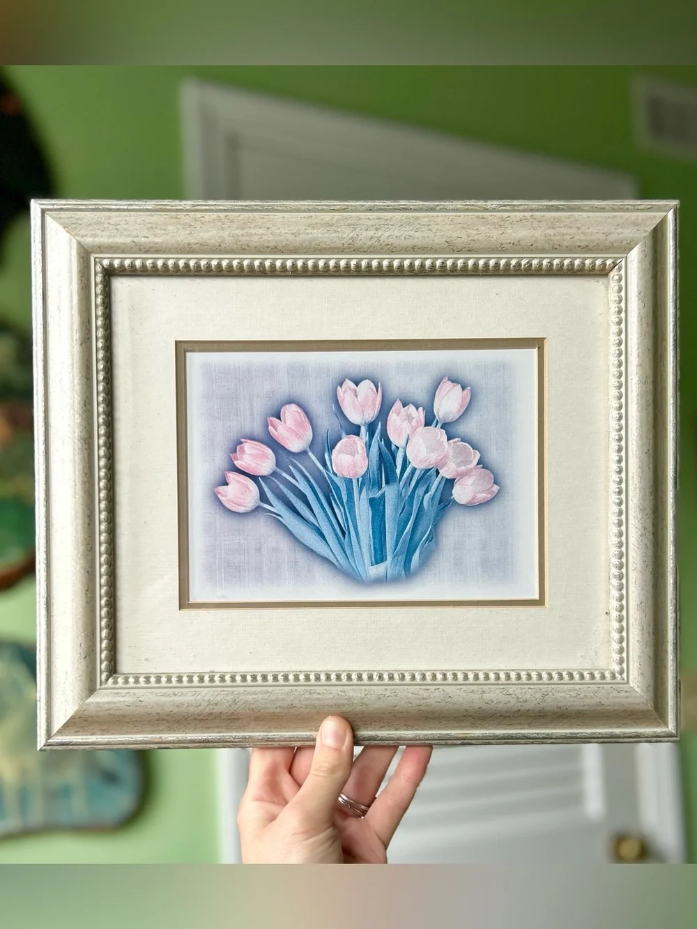 Vintage Rustic Pink Tulips Framed Art Print Wall Decor